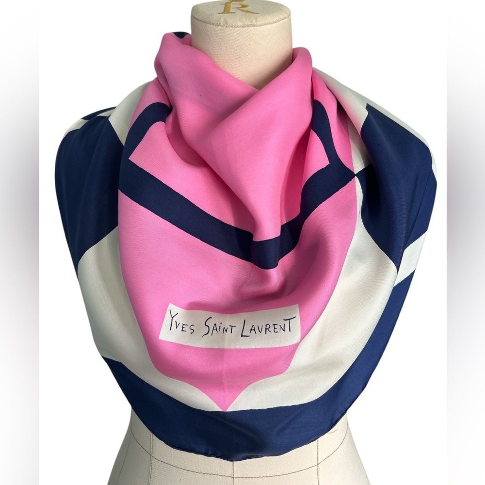 80’s Yves Saint Laurent geometric print, silk twill scarf